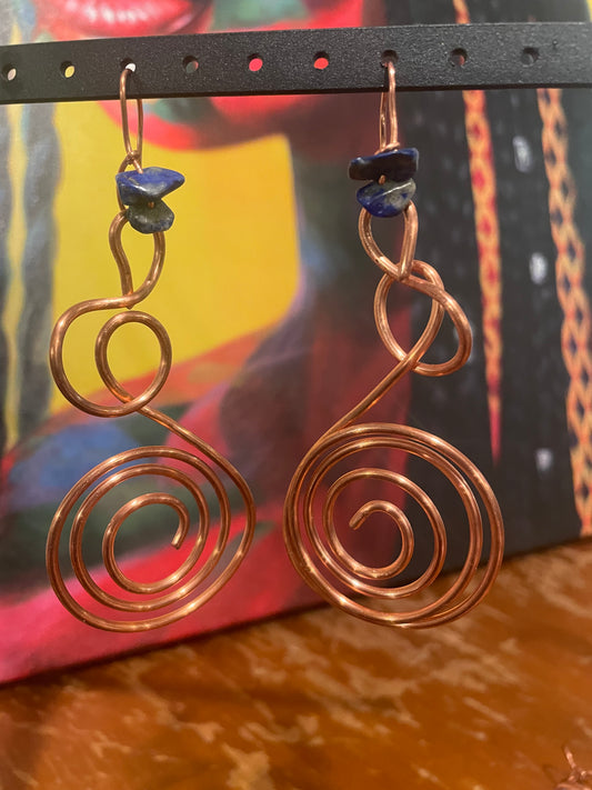 Lapis Copper Earrings